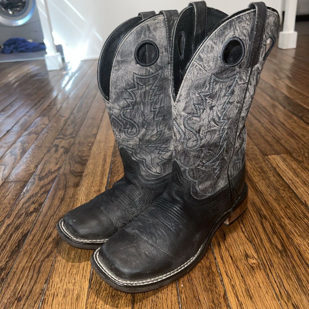 Smoky Mountain Boot Men 8.5EE Duke Black Distress Leather Cowboy Boot Style 4912 - Picture 3 of 7